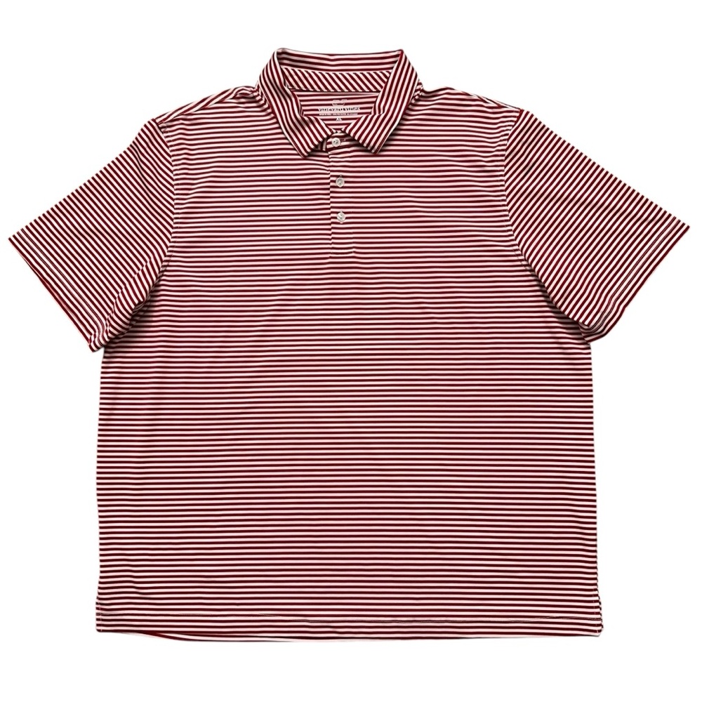 Vineyard Vines Polo Shirt Mens Size XL Performance Golf Stretch Red Striped